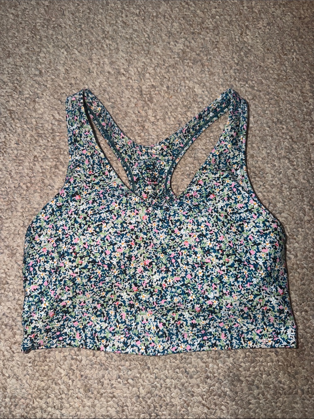 Sage Floral Racerback Sports Bra - Navy, Pink, Green, Cream